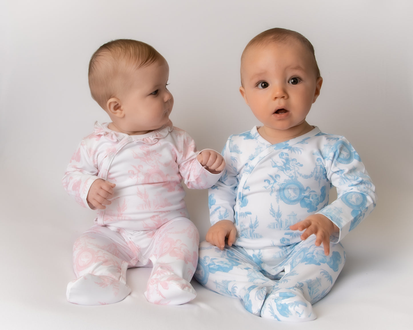 Cherub Toile Pink Baby grow