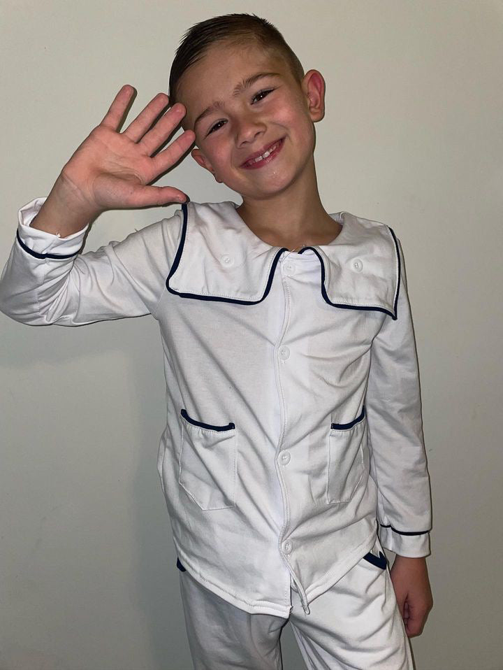 Boys Navy Trim Pyjamas