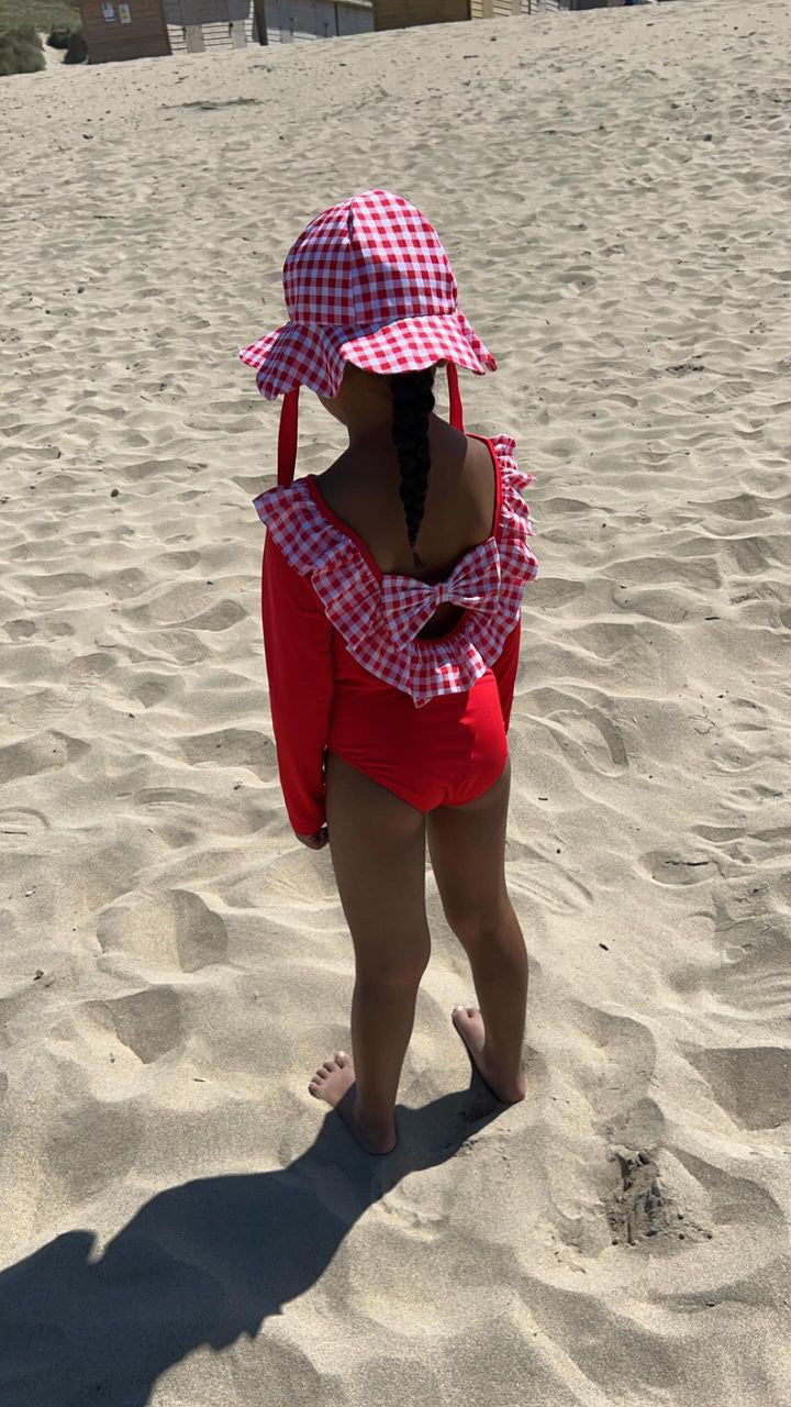 Red Frill Bikini Girls swim set