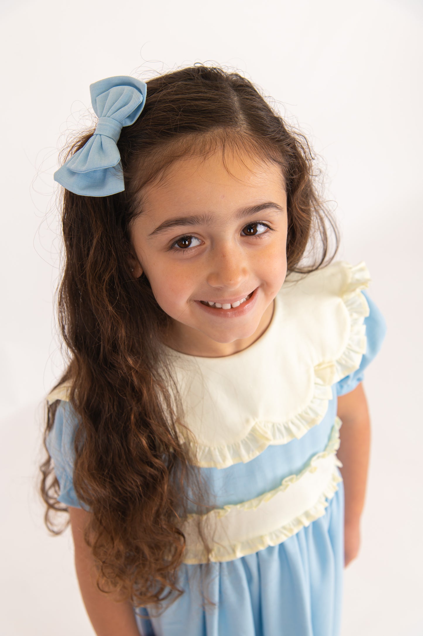 Blue Linen Bow