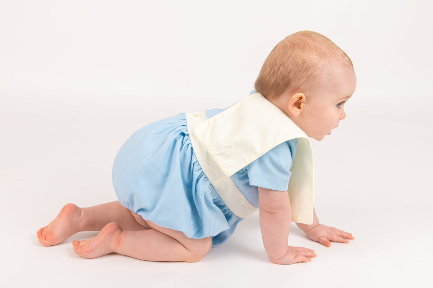 Blue Linen Boys Romper