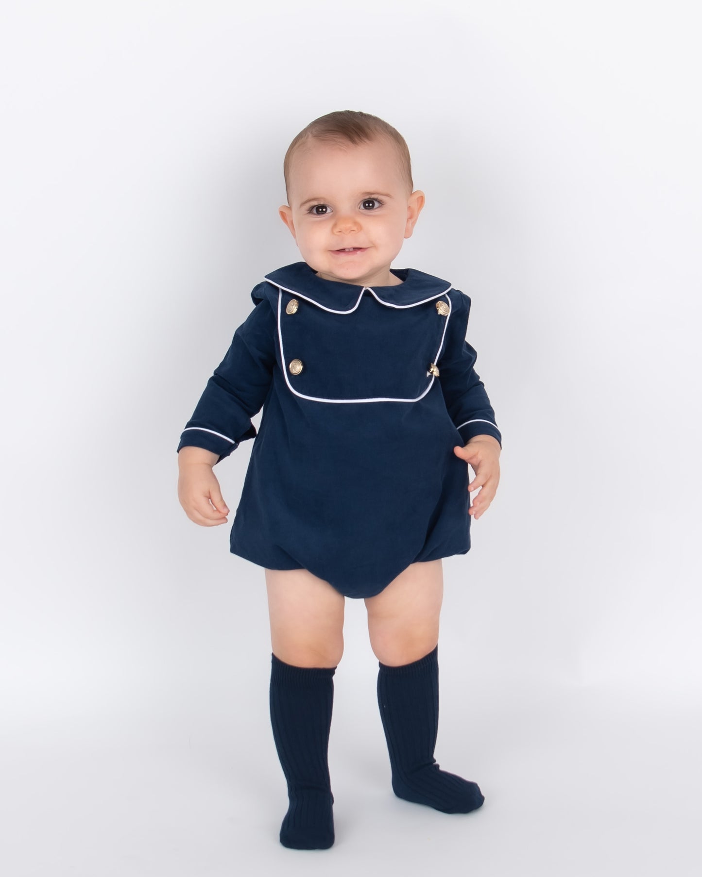 Boys Navy Corduroy Romper