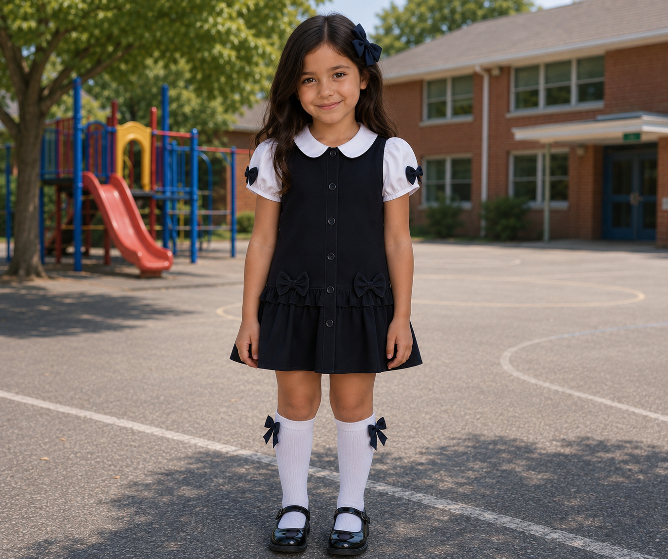 Navy School Pinafore with Shirt