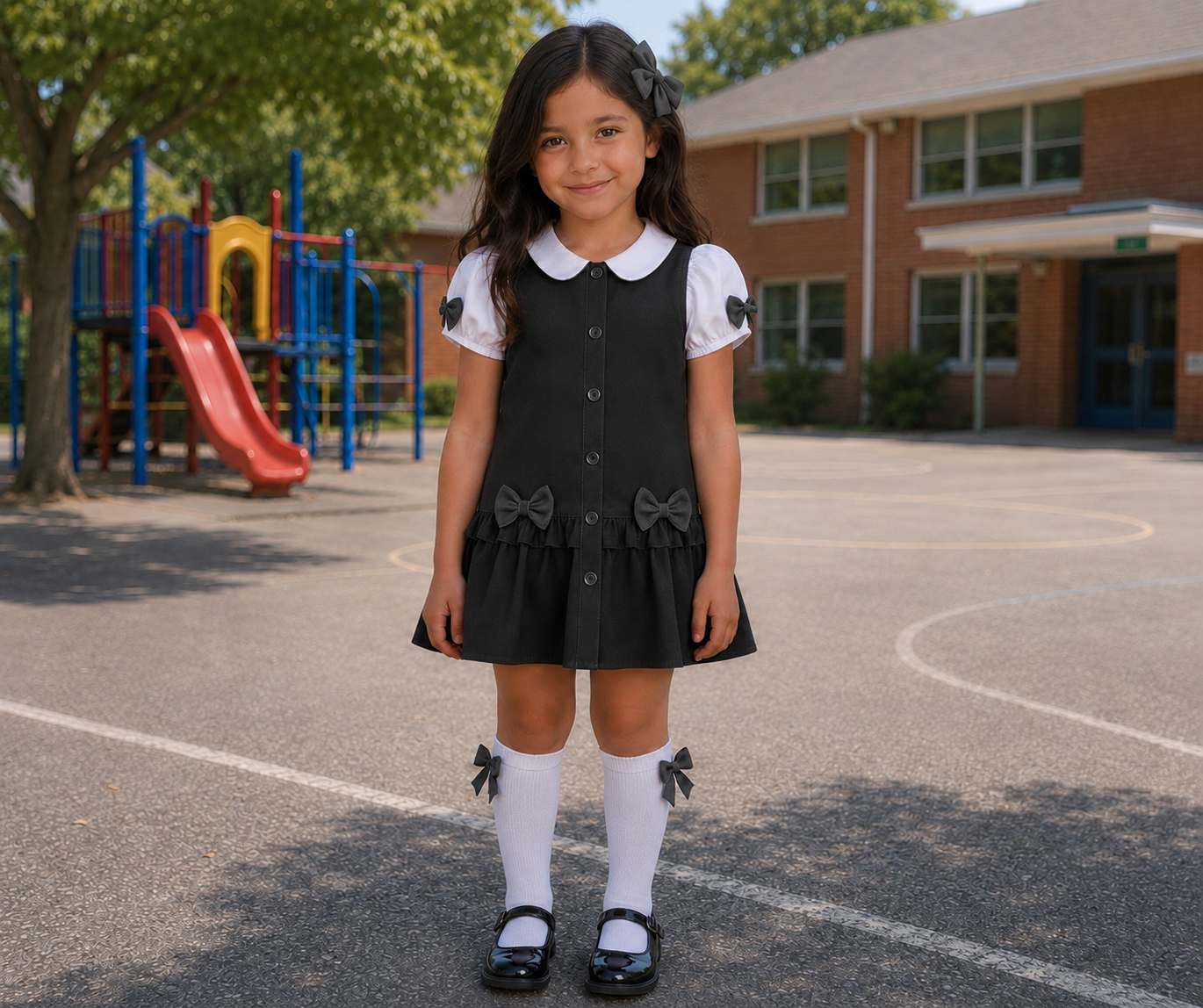 Grey School Pinafore with Shirt