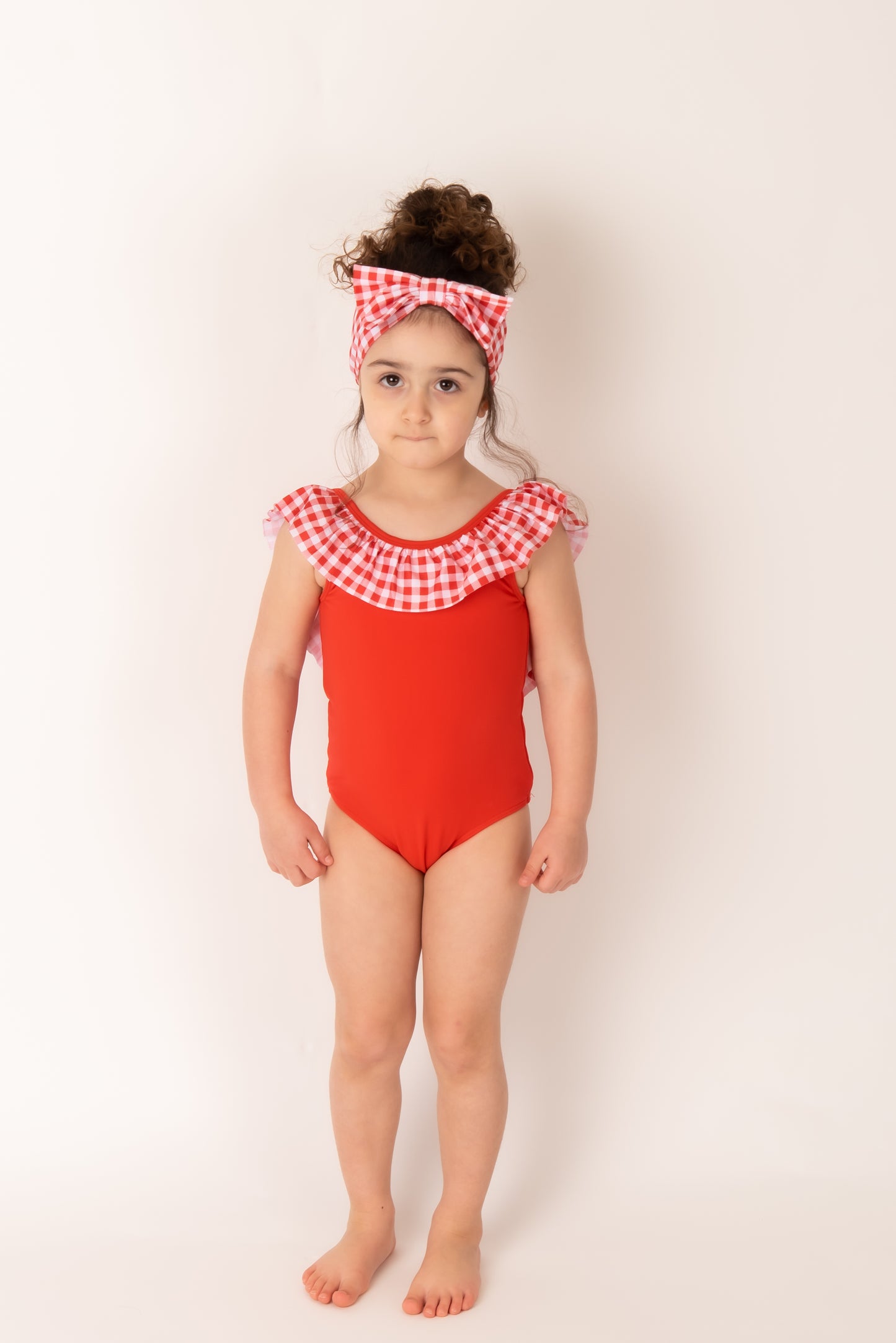 Red Frill Swimsuit Girls