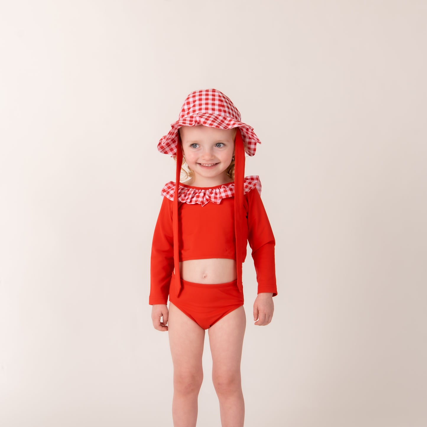 Red Frill Bikini Girls swim set