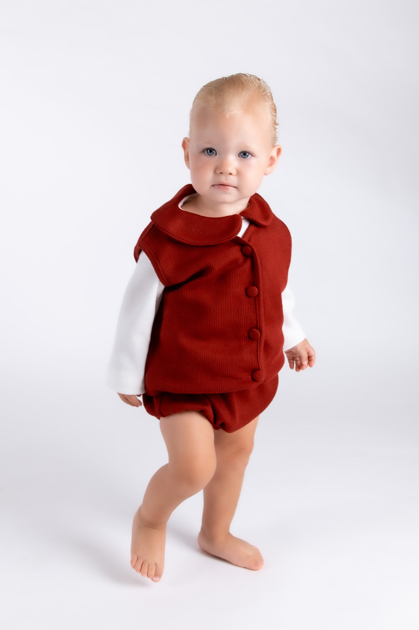 Burgundy Knit 3 piece Gilet set