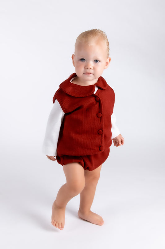 Burgundy Knit 3 piece Gilet set