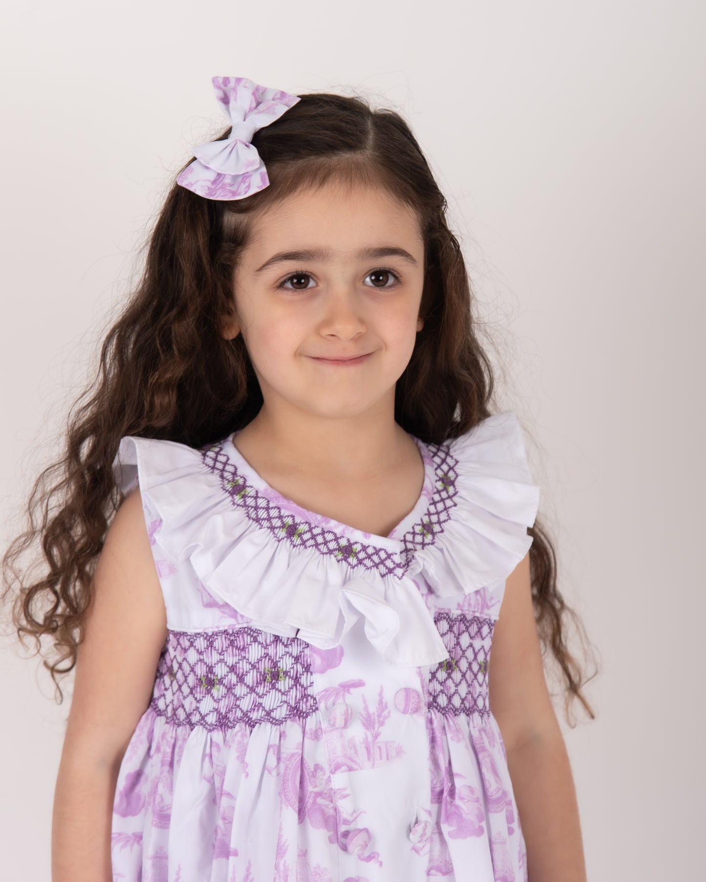 Lilac Toile Smocked Dress