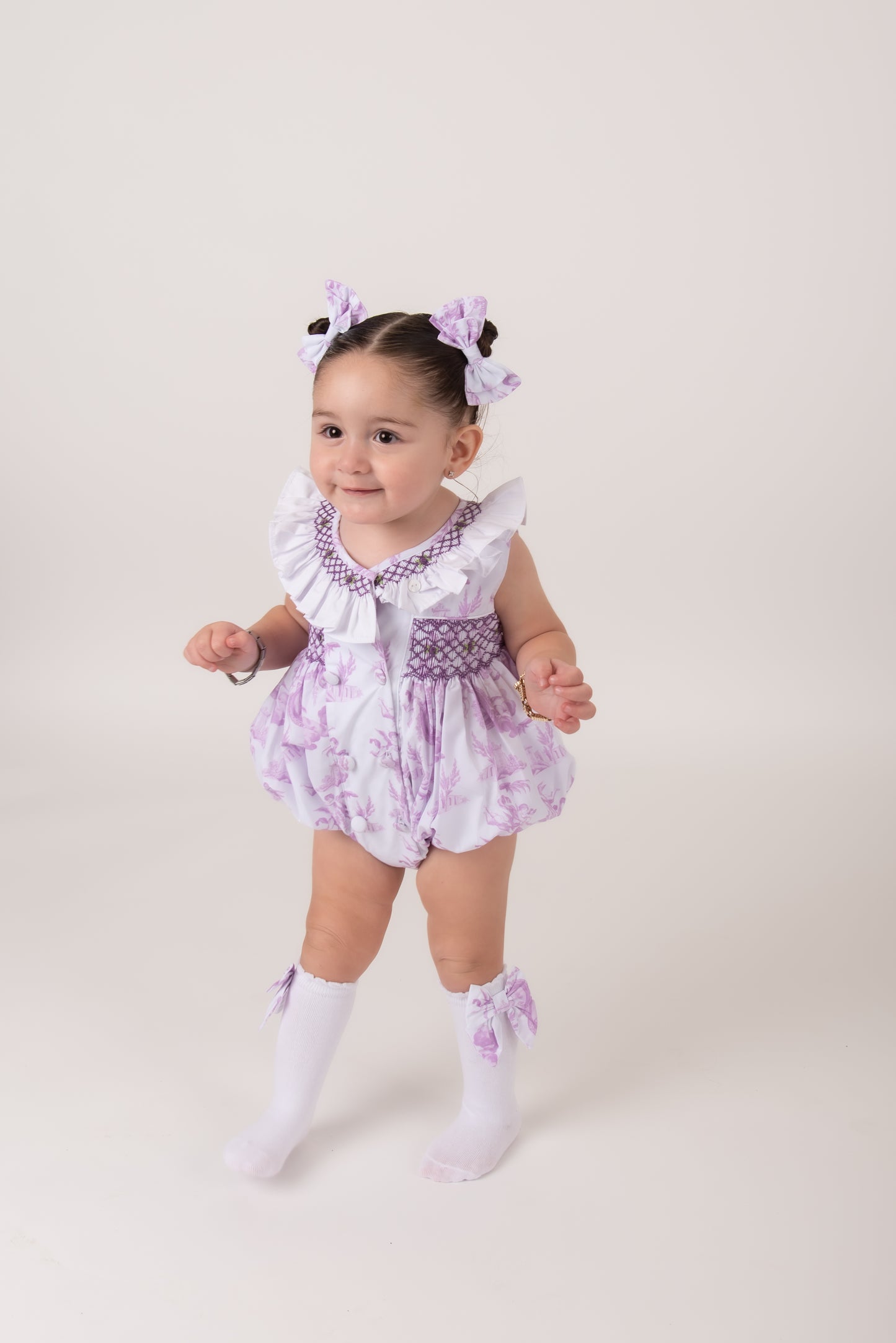 Lilac Toile Smocked Romper