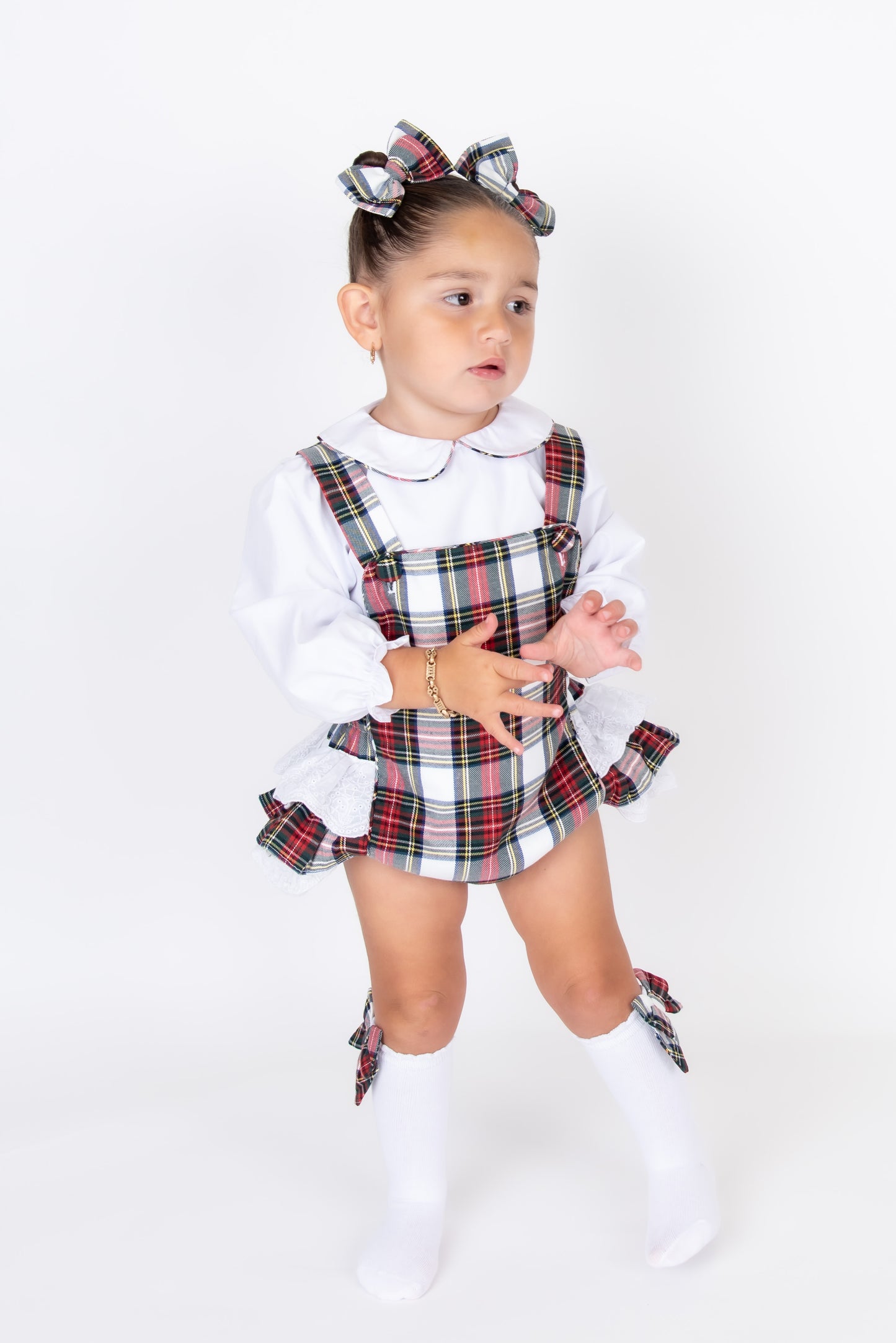 Tartan Frill Romper & Shirt set