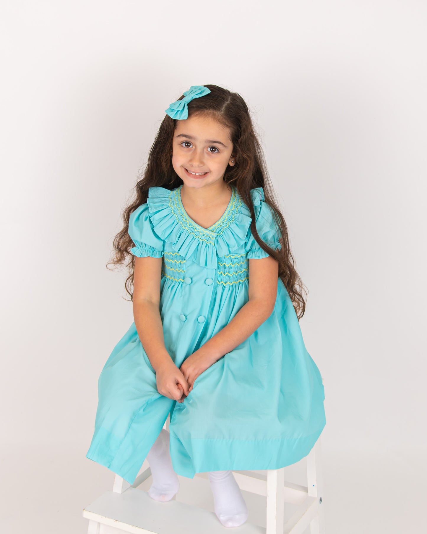 Mint Green Girls smocked Dress