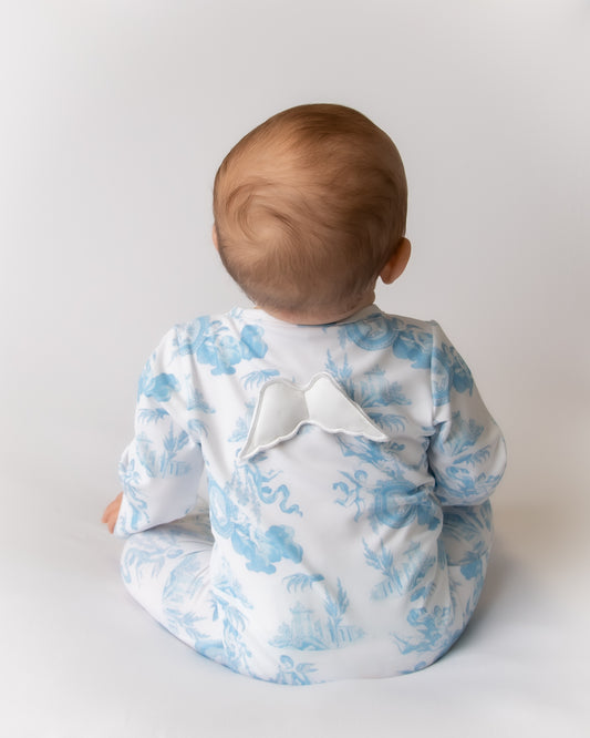 Cherub Toile Blue Baby grow