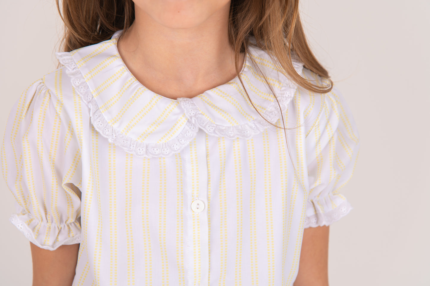 Girls Lemon Stripe Pjs & Bow