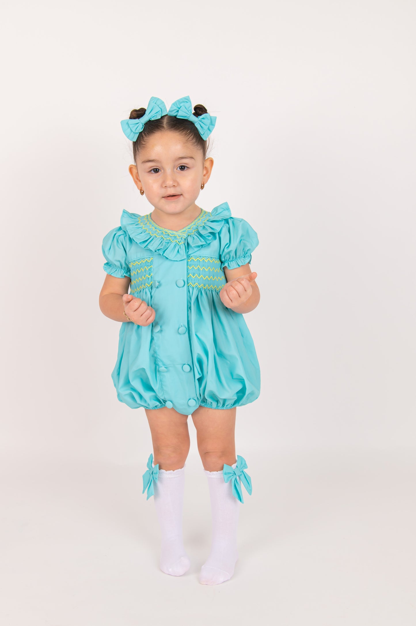 Mint Green smocked Girls Romper