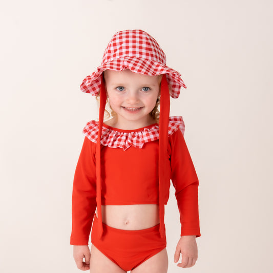 Red Frill Bikini Girls swim set