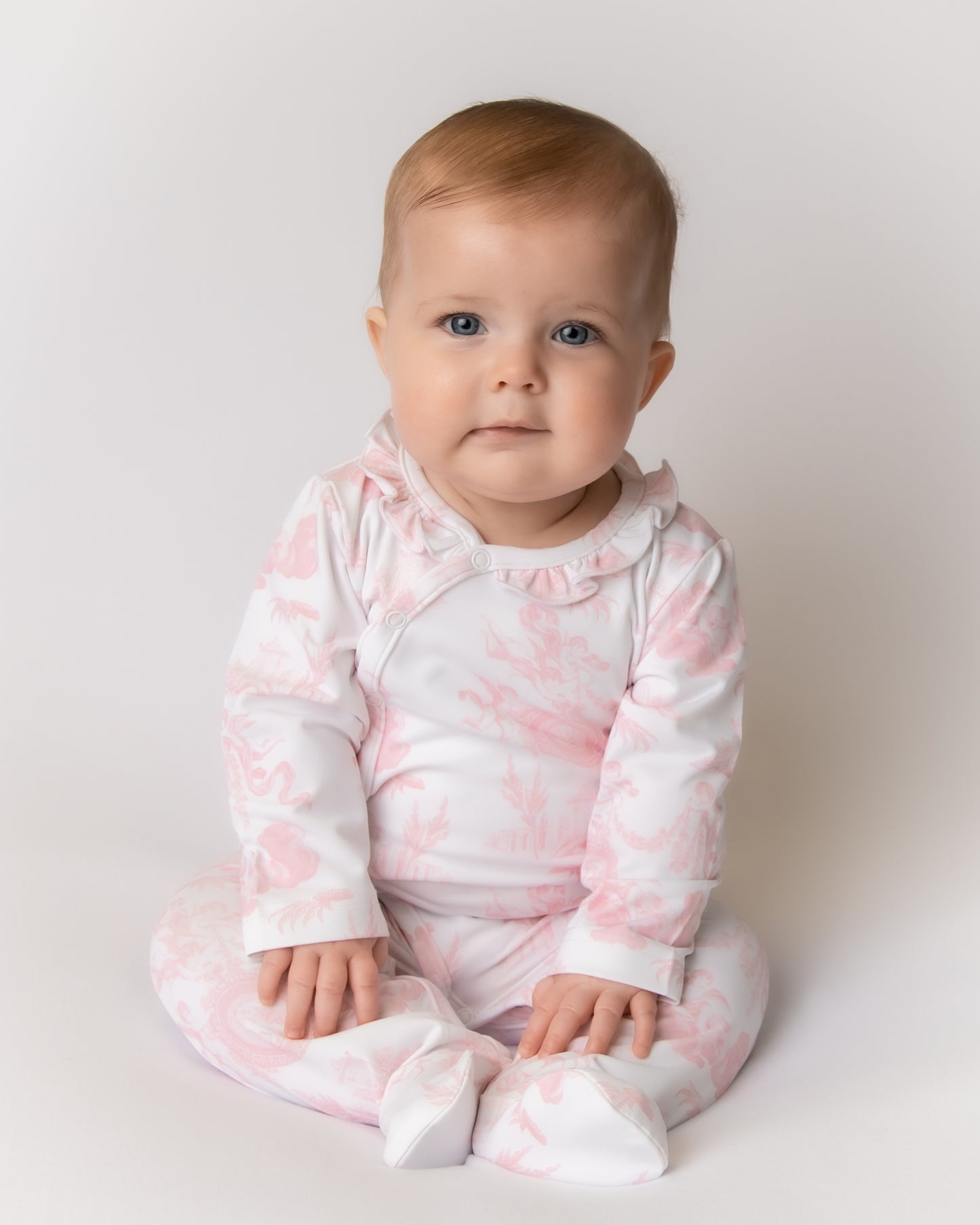 Cherub Toile Pink Baby grow