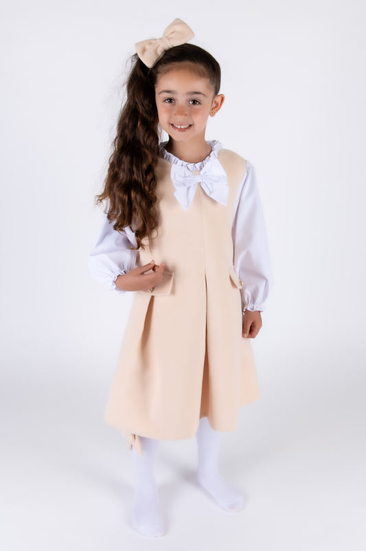 Cream Plush Girls Dress
