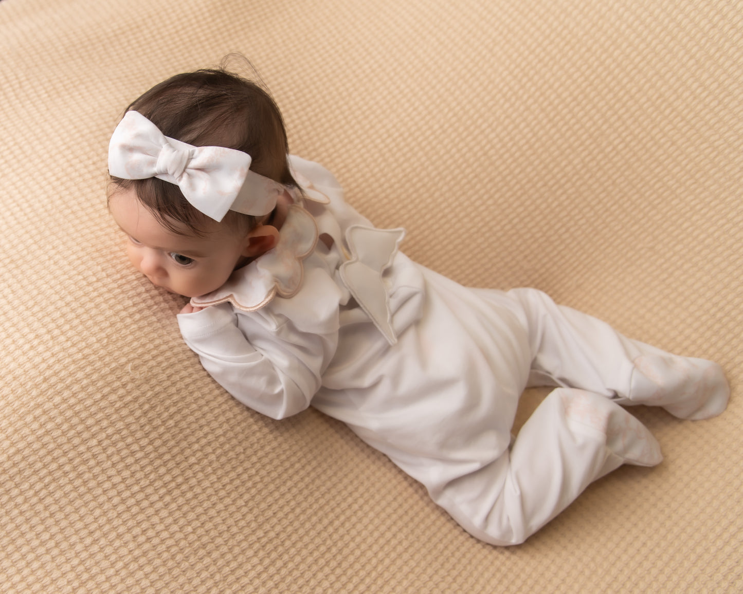 Unisex Toile Baby Grow & Bib