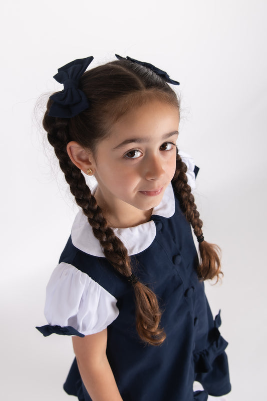 Navy School hair Bows