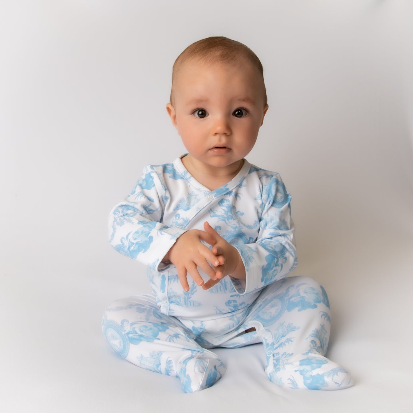 Cherub Toile Blue Baby grow