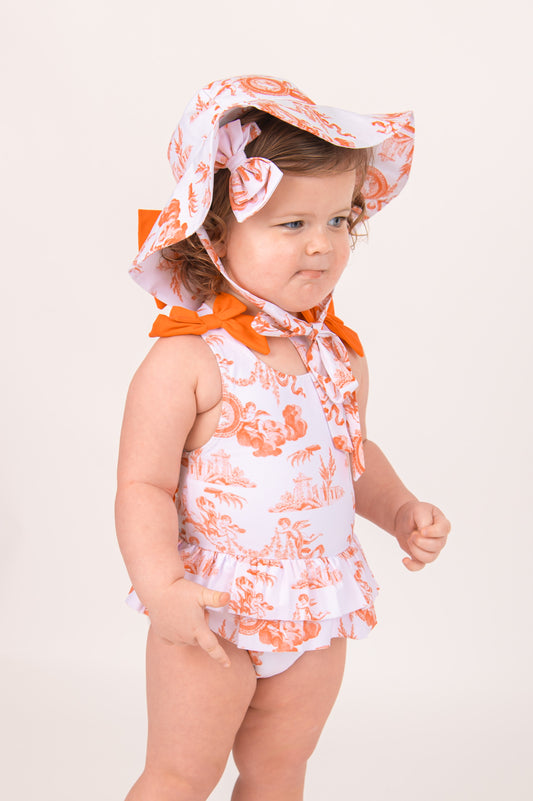 Coral Cherub Toile Swimhat
