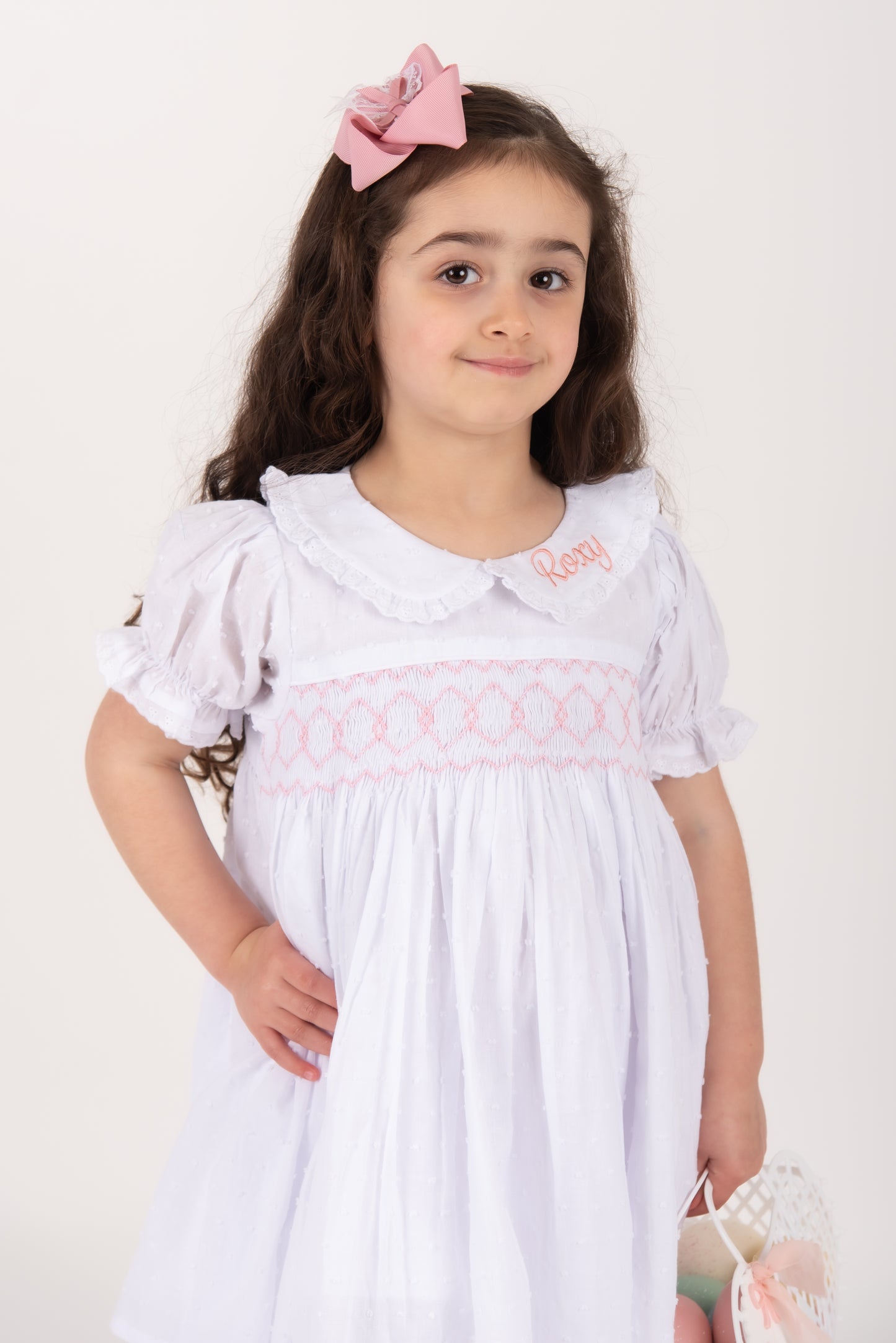 Girls Swiss Dot Smocked Pyjamas