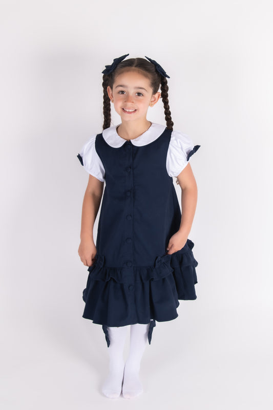 Navy School Pinafore & Shirt set