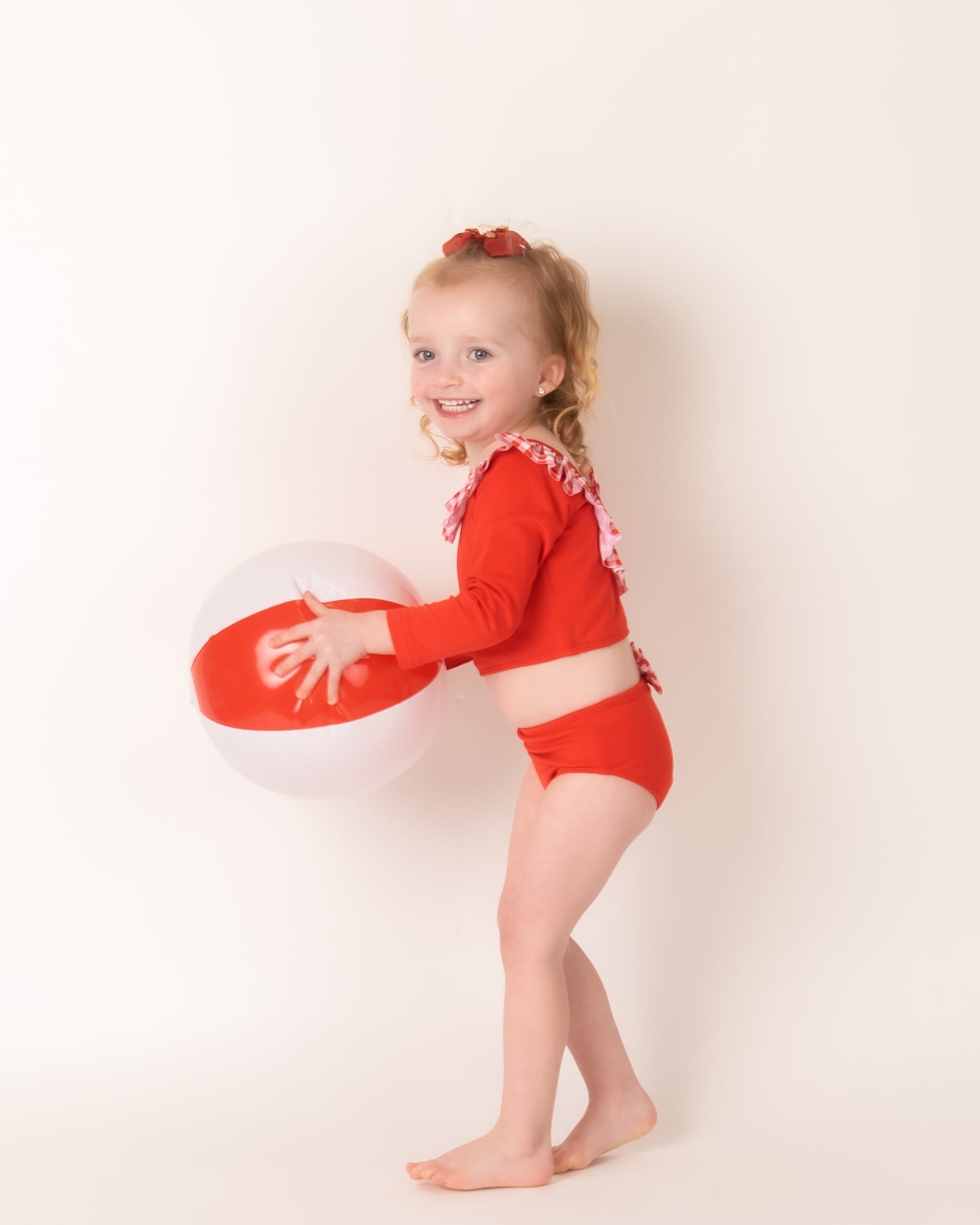 Red Frill Bikini Girls swim set