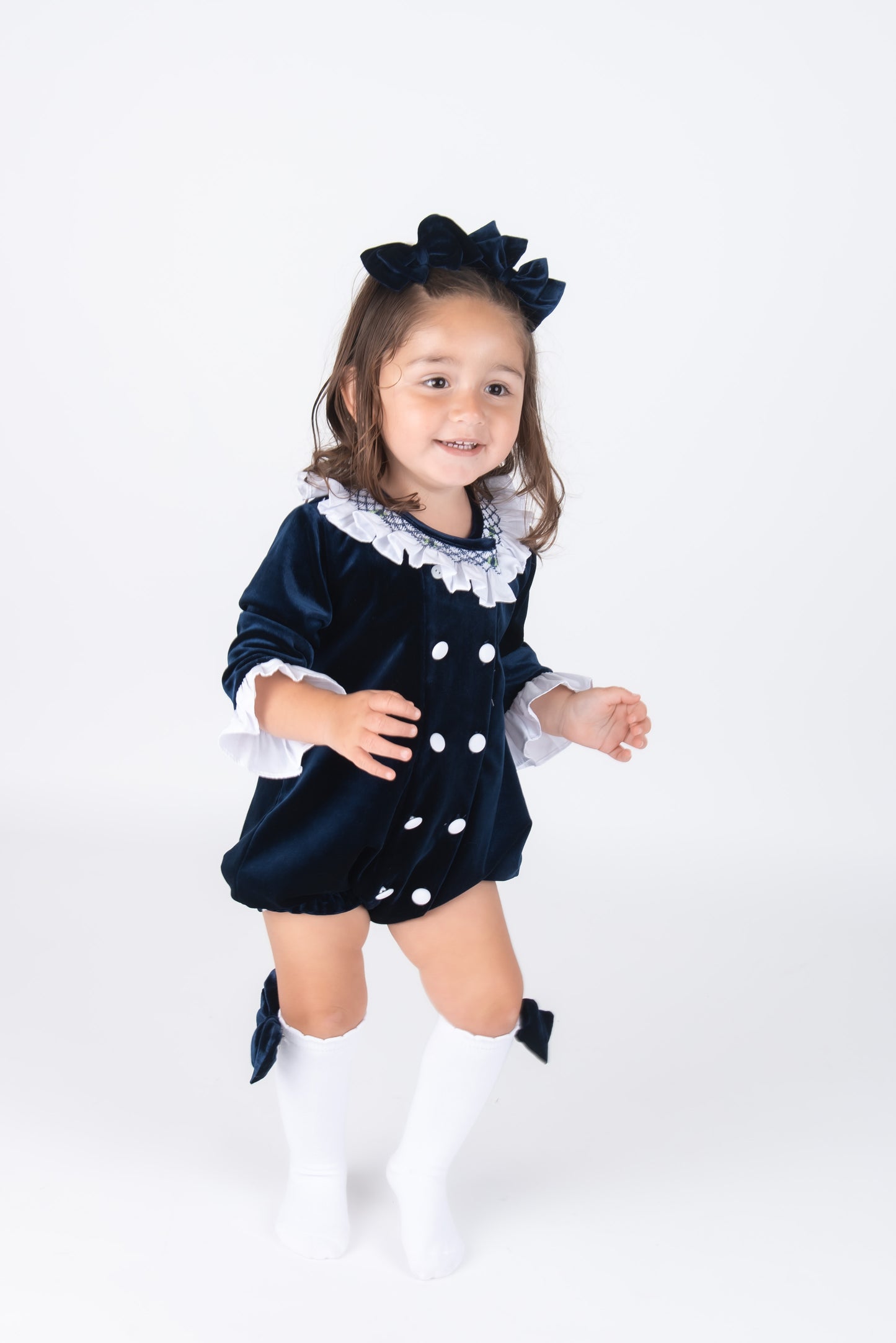 Navy Velvet Romper