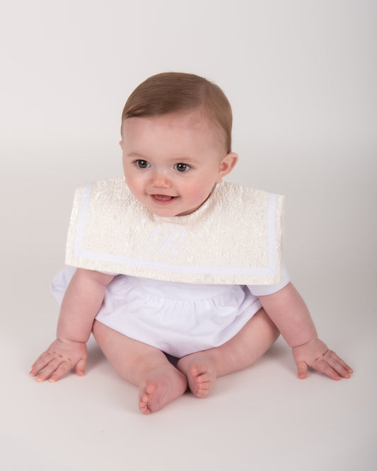 White & Cream Jacquard Unisex Romper
