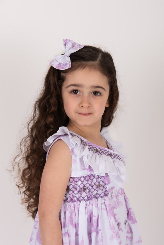 Lilac Toile Bow