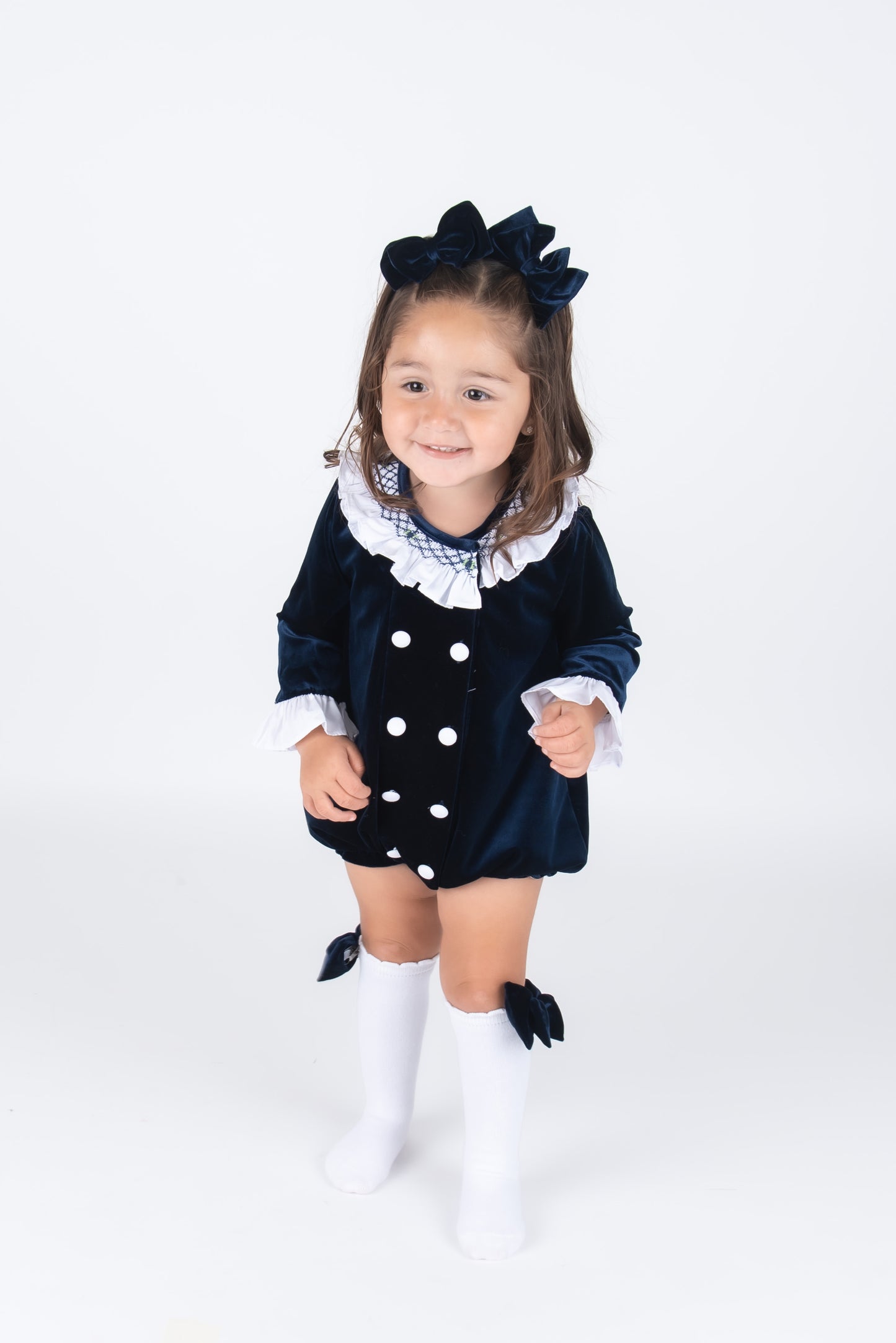 Navy Velvet Romper