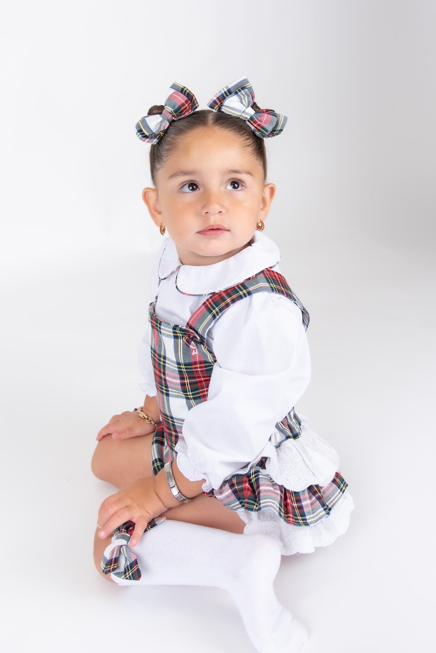 Tartan Frill Romper & Shirt set