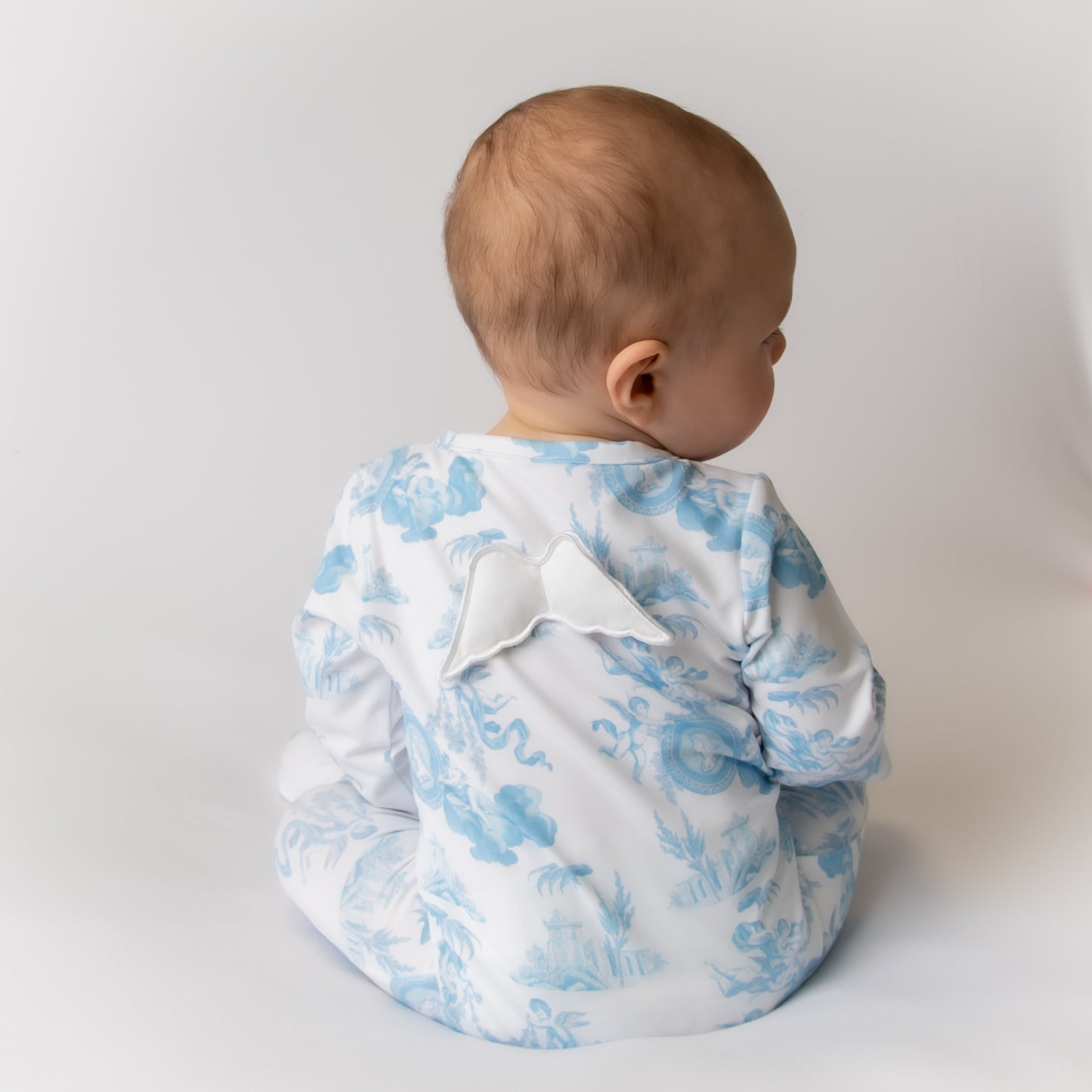 Cherub Toile Blue Baby grow