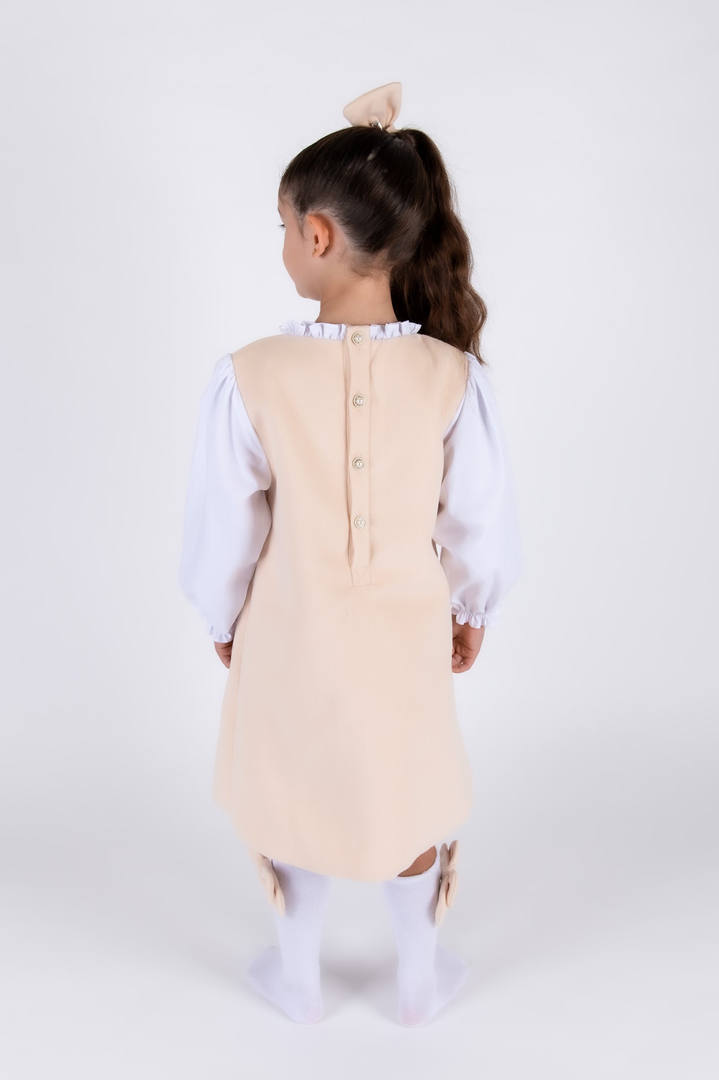 Cream Plush Girls Dress