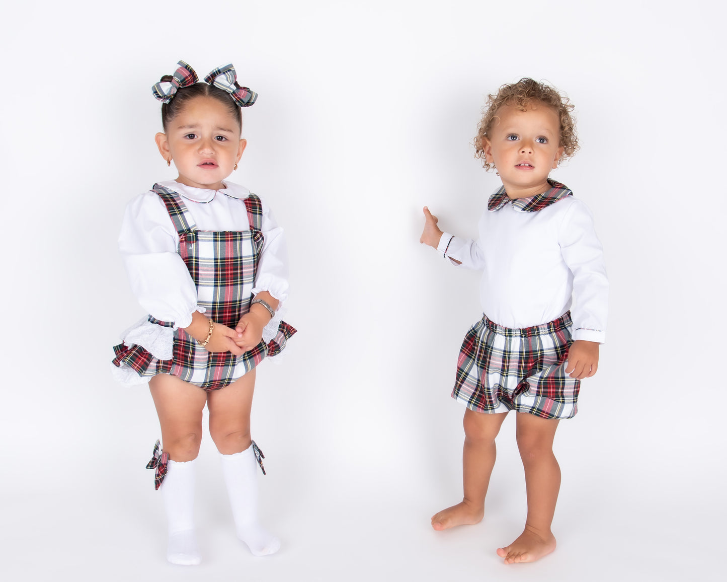 Tartan Frill Romper & Shirt set