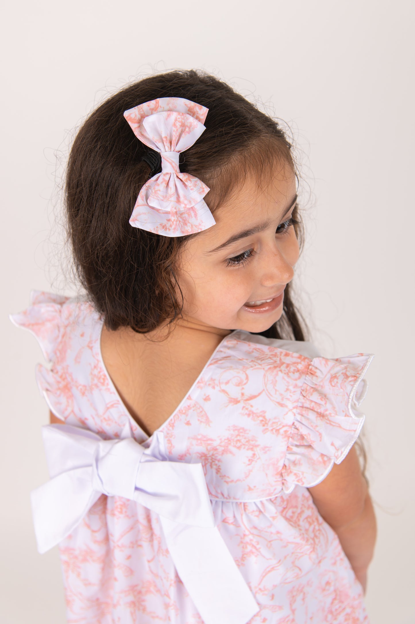 French Toile Coral Shorts set & Bow