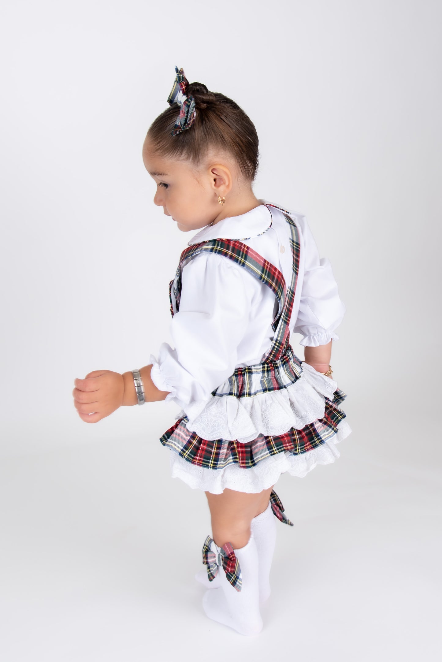 Tartan Frill Romper & Shirt set