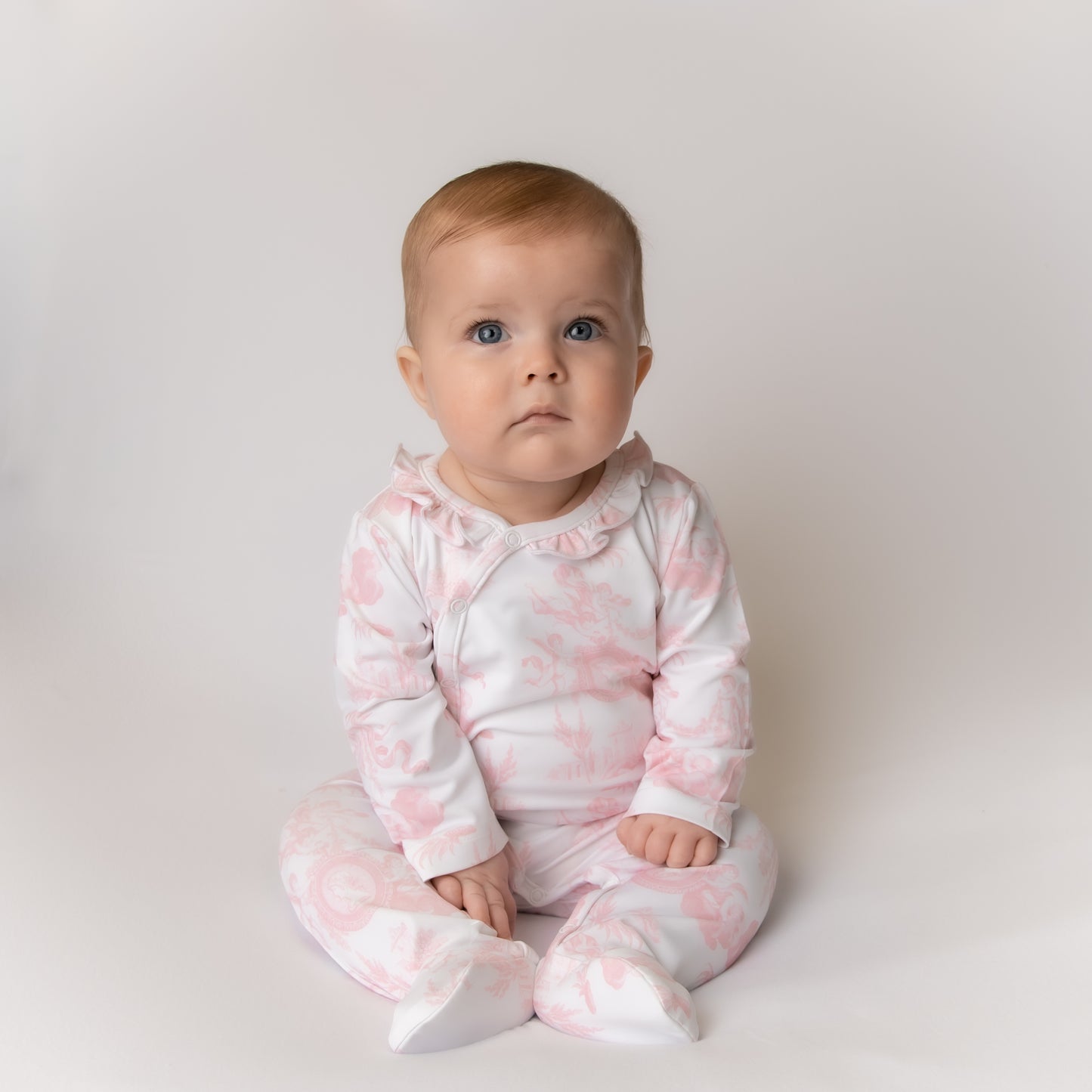 Cherub Toile Pink Baby grow
