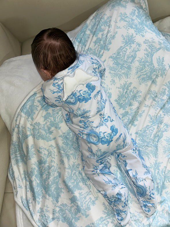 Cherub Toile Blue Baby grow