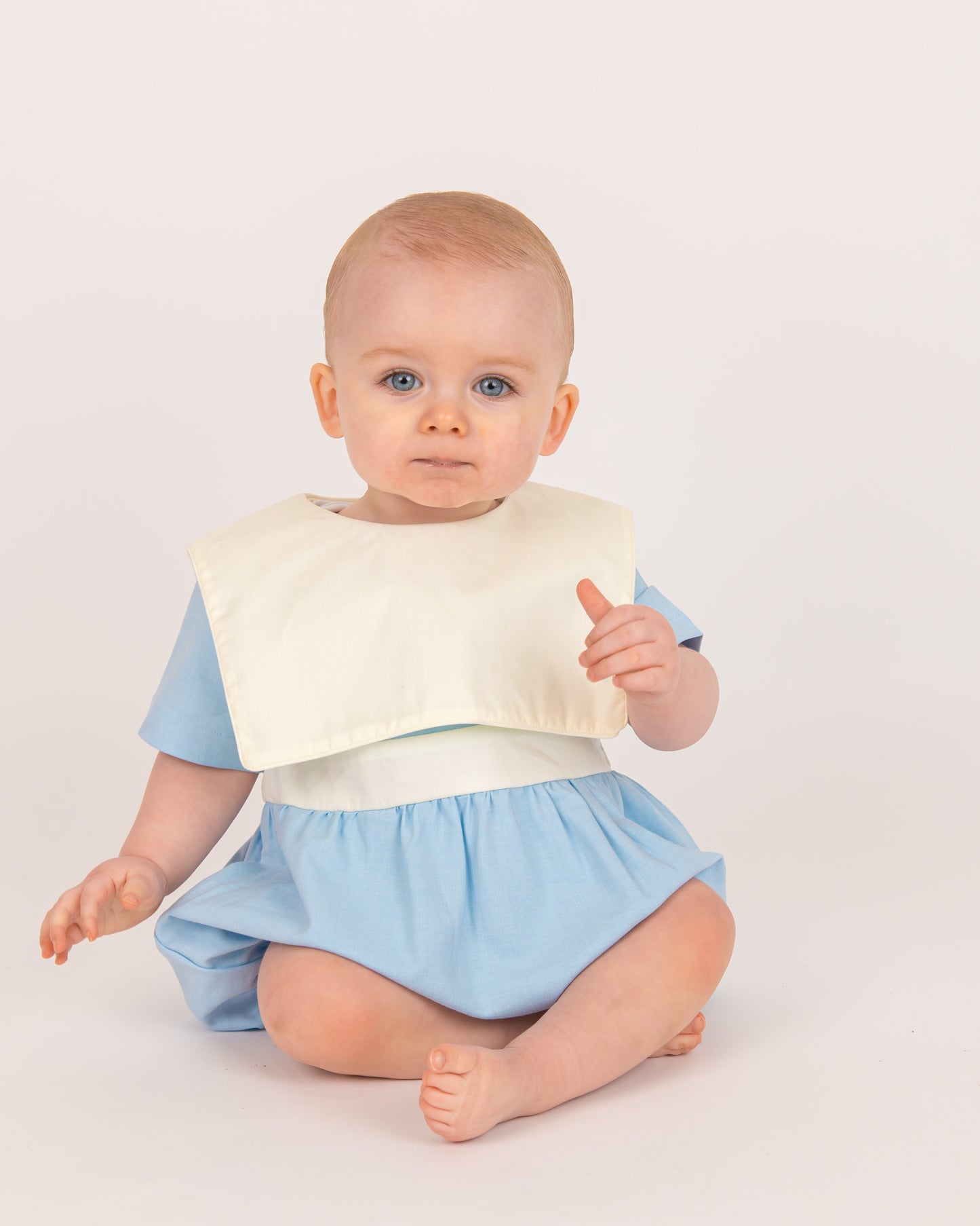 Blue Linen Boys Romper