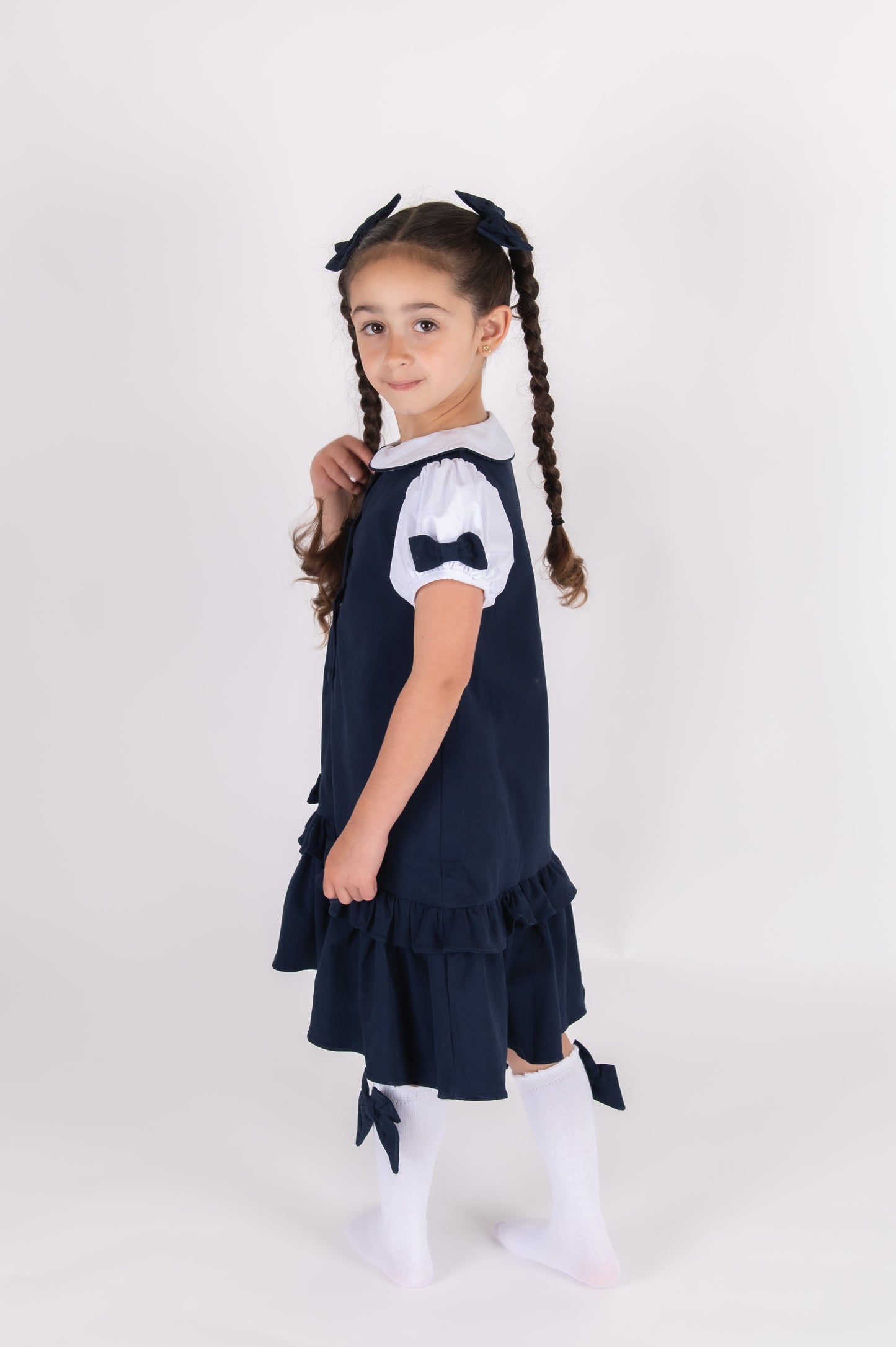 Navy School Pinafore & Shirt set