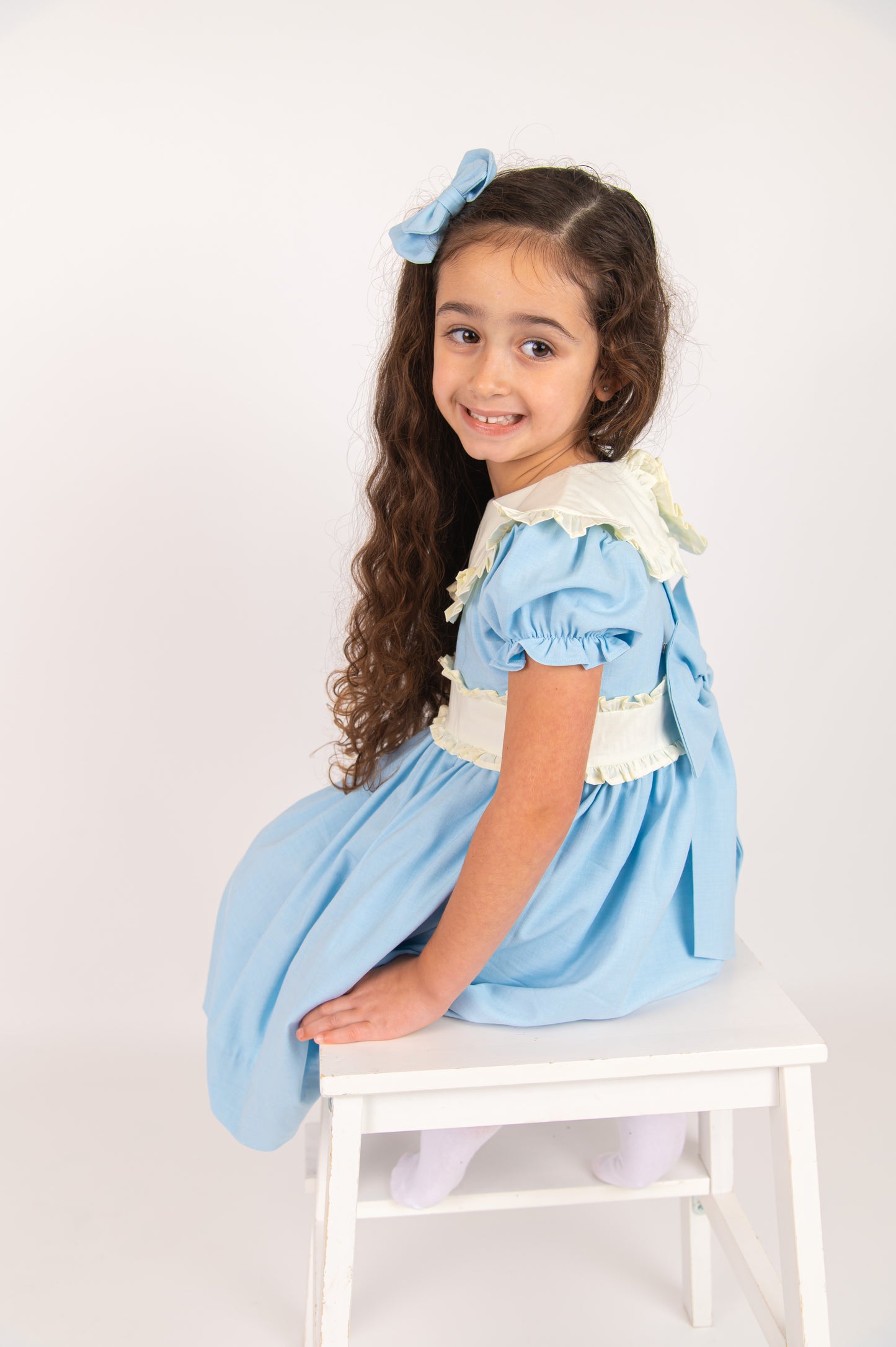 Blue Linen Bow