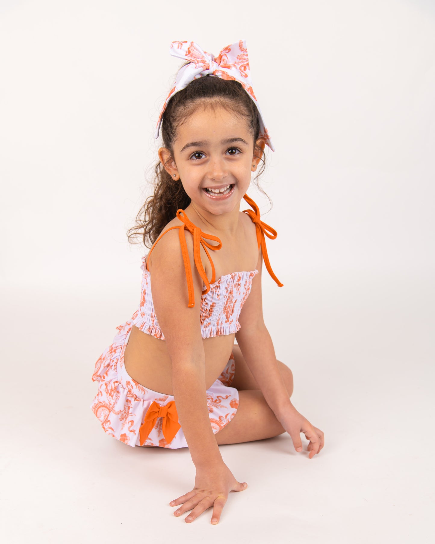 Coral Cherub Toile smocked Bikini