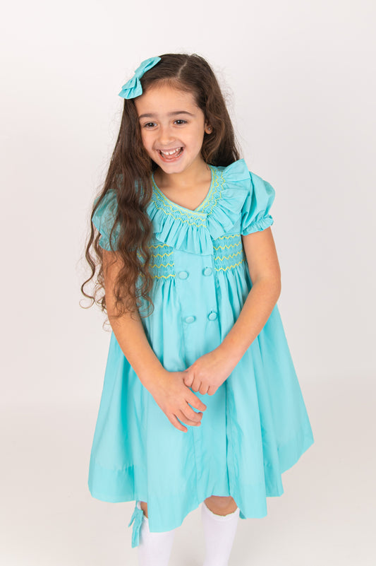 Mint Green Girls smocked Dress