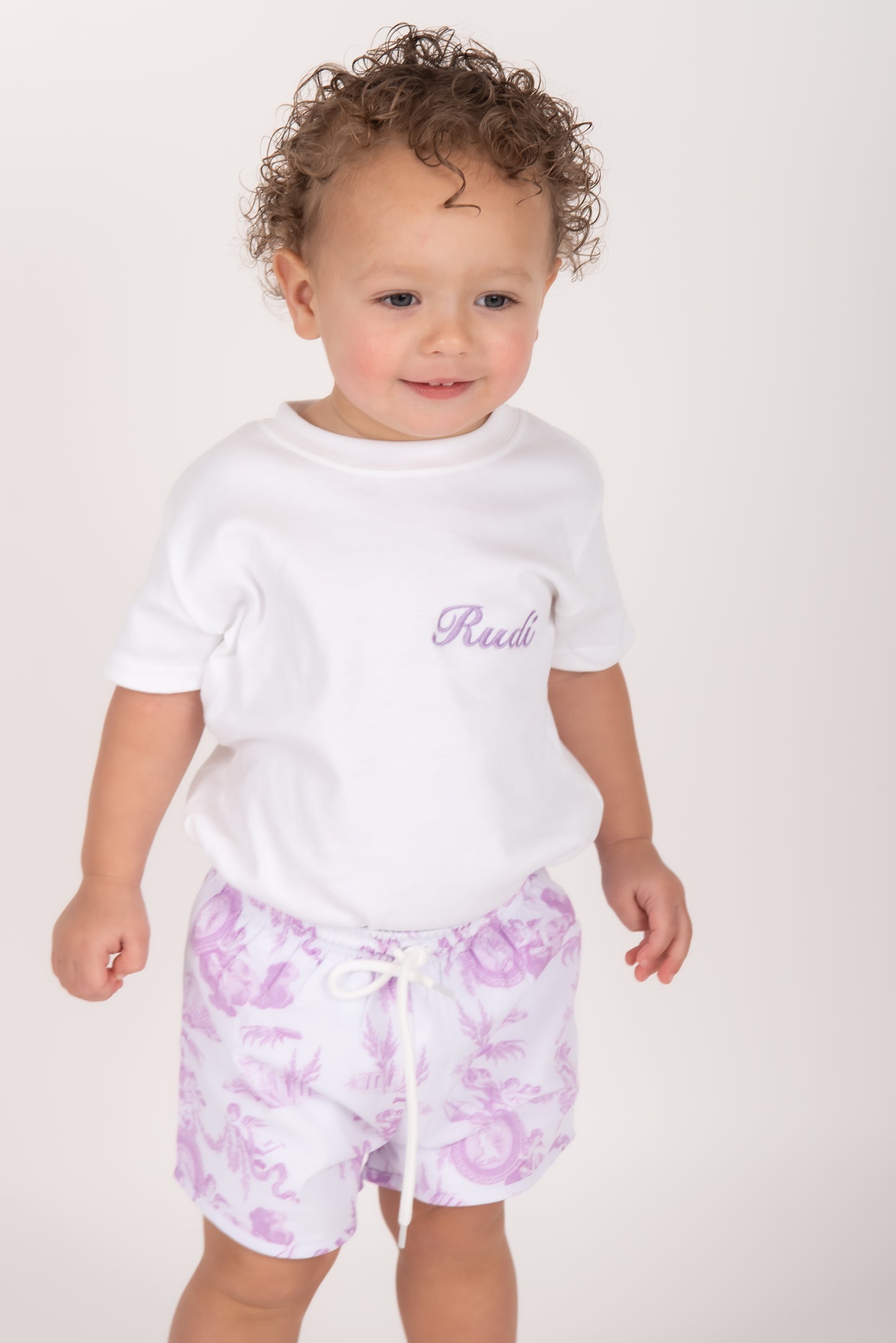 Lilac Cherub Toile Swim shorts