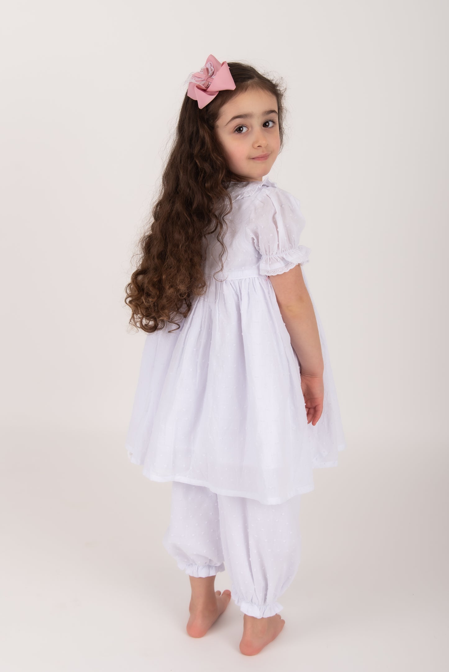 Girls Swiss Dot Smocked Pyjamas