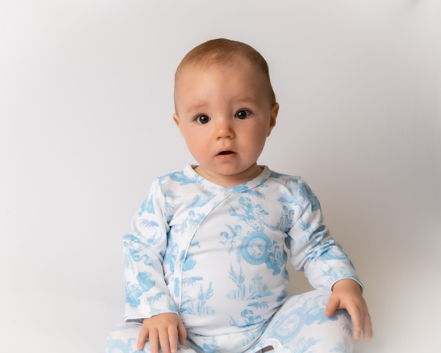 Cherub Toile Blue Baby grow