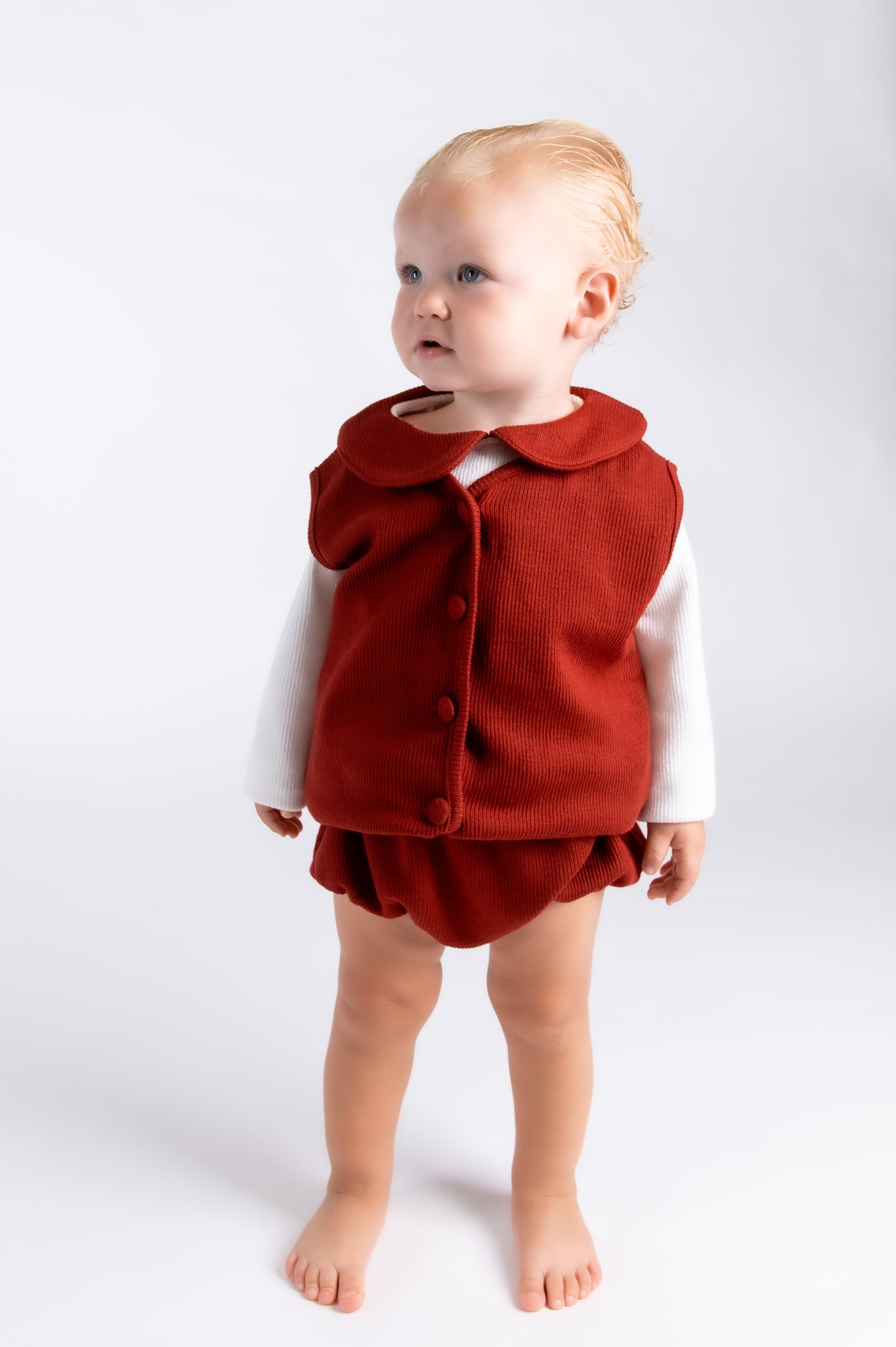 Burgundy Knit 3 piece Gilet set